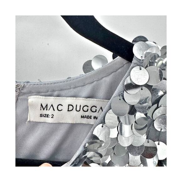 Mac Duggal Sequined Short Homecoming Dress Sleeveless Silver Size 2 NWT - Picture 10 of 12